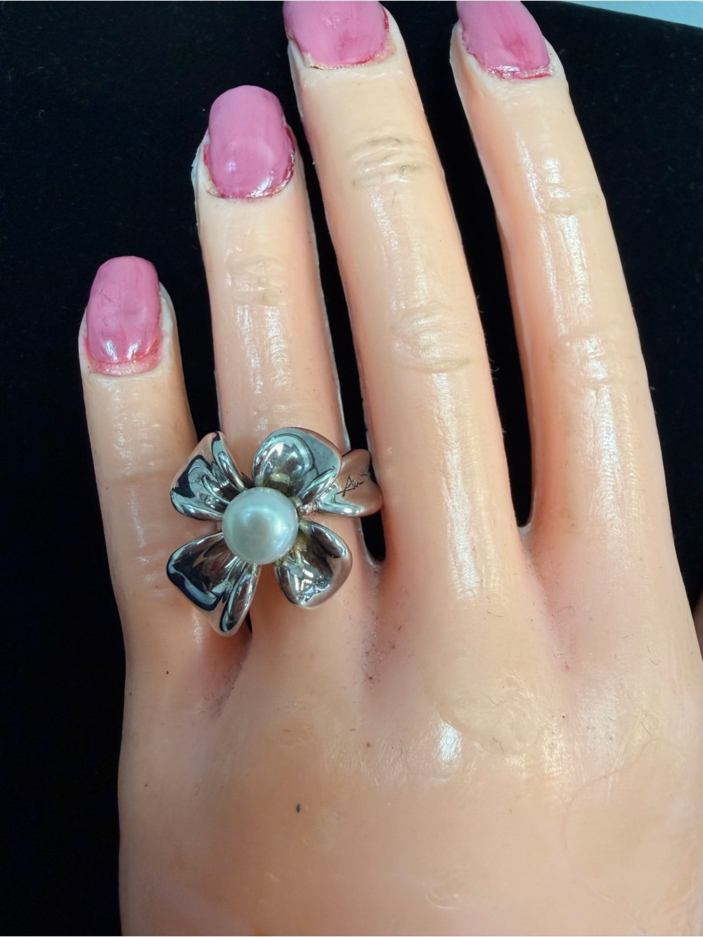 Ann King Sterling Silver Cultured Freshwater Pearl Orchid Flower Ring